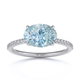 Blue Natural Diamond Oval Cut Pave Engagement Ring 18K White Gold