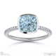 blue natural diamond cushion cut basket bezel setting pave 9k white gold engagement ring with 9k white gold metal and cushion shape diamond