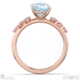 blue lab-grown diamond cushion cut stardust engagement ring 9k rose gold with 9k rose gold metal and cushion shape diamond