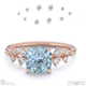 blue lab-grown diamond cushion cut stardust engagement ring 9k rose gold with 9k rose gold metal and cushion shape diamond