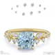 blue lab-grown diamond cushion stardust engagement ring 18k yellow gold with 18k yellow gold metal and cushion shape diamond