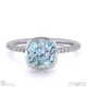 blue lab diamond cushion cut basket bezel setting pave 9k white gold engagement ring with 9k white gold metal and cushion shape diamond