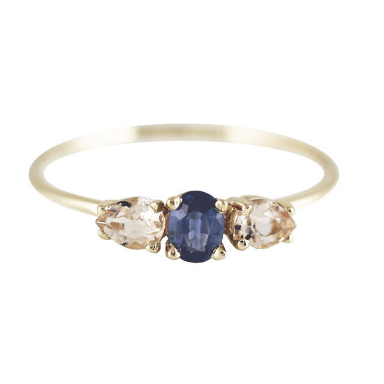Yellow Gold, Blue Sapphire and Morganite
