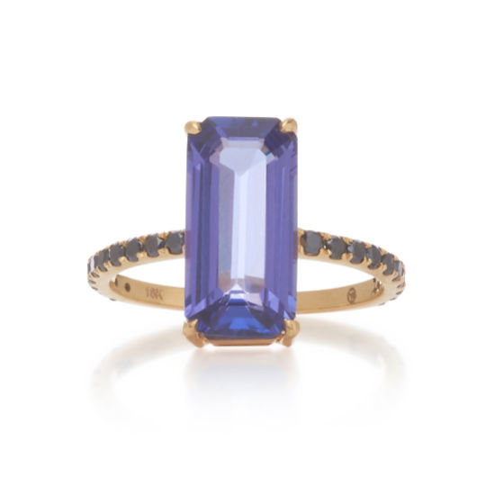 Yellow Gold, Tanzanite and Black Diamond
