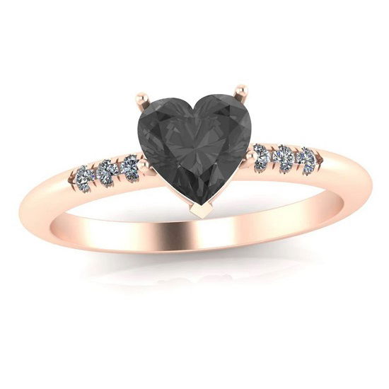 Bold and Beautiful Onyx Engagement Rings - Pave Heart