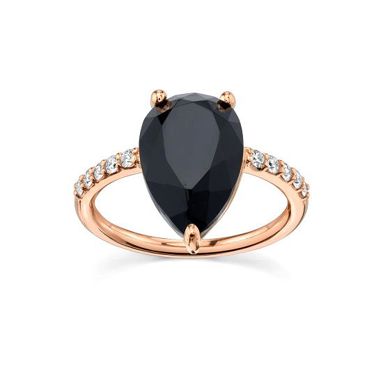 Bold and Beautiful Onyx Engagement Rings - Pave Pear