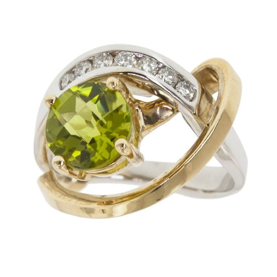 Vibrant Peridot Engagement Rings Two Tone