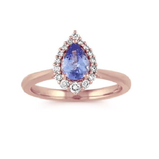 Tanzanite Engagement Rings - Pave Pear