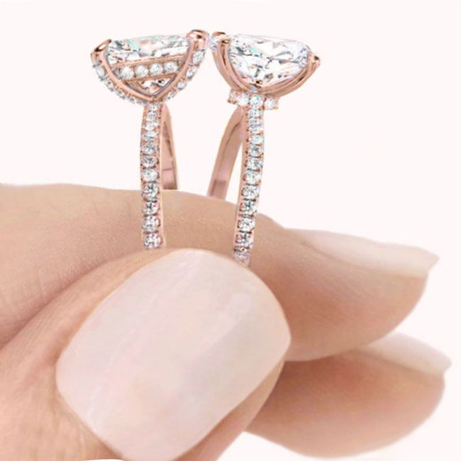 Hidden Halo Rose Gold Diamond Engagement Rings