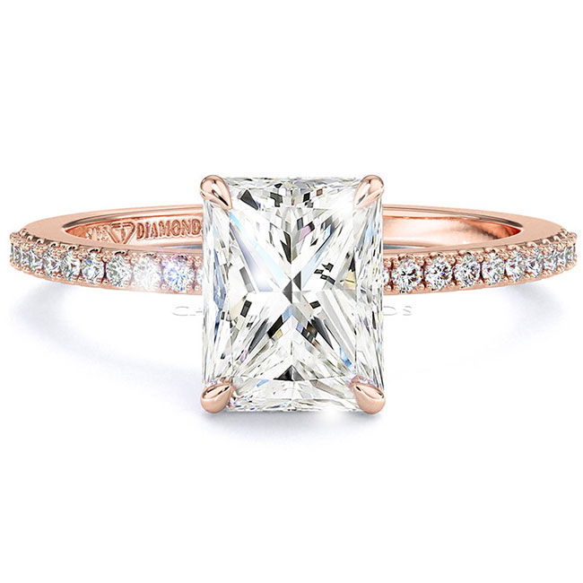 Radiant Cut Rose Gold Diamond Engagement Rings