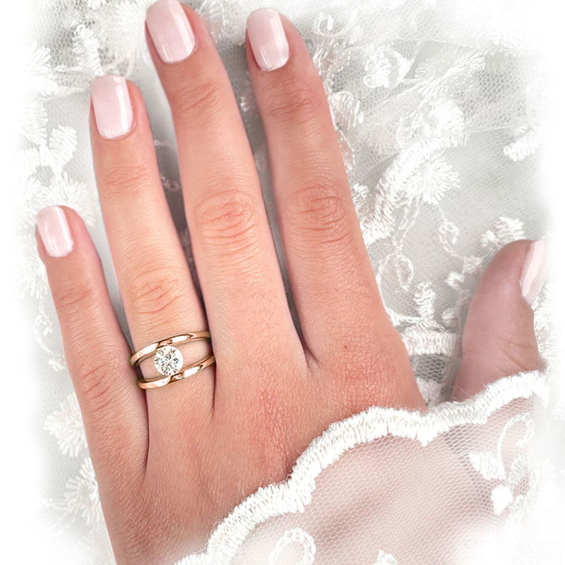 Split Band Rose Gold Diamond Engagement Rings