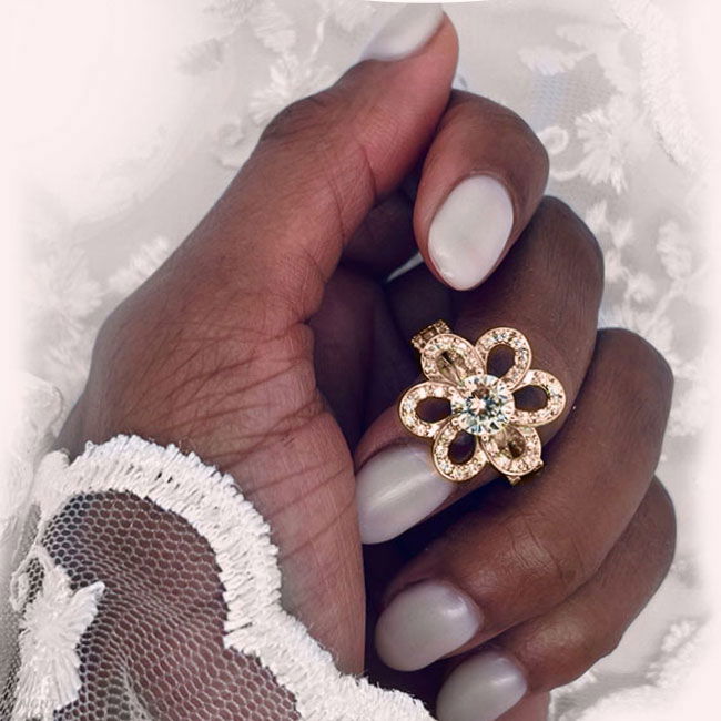 Intricate Design Rose Gold Diamond Engagement Rings