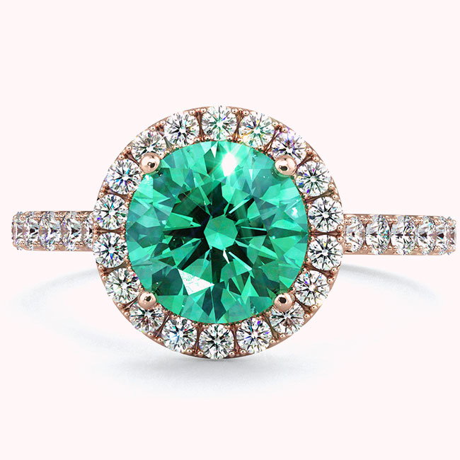 Rose Gold Halo Emerald Engagement Rings