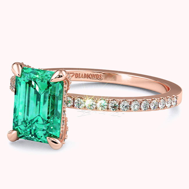 Rose Gold Emerald Gemstone Engagement Rings