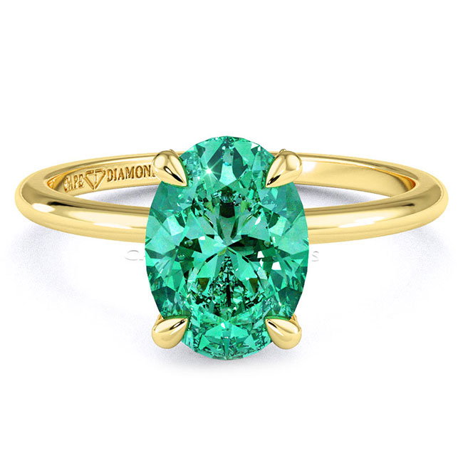 Solitaire Emerald Yellow Gold Engagement Rings