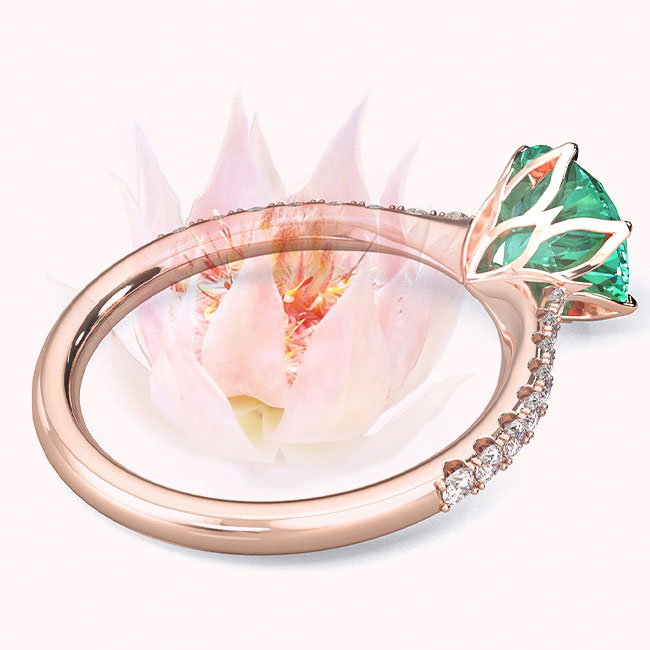 Fynbos Floral Rose Gold Tourmaline Engagement Rings