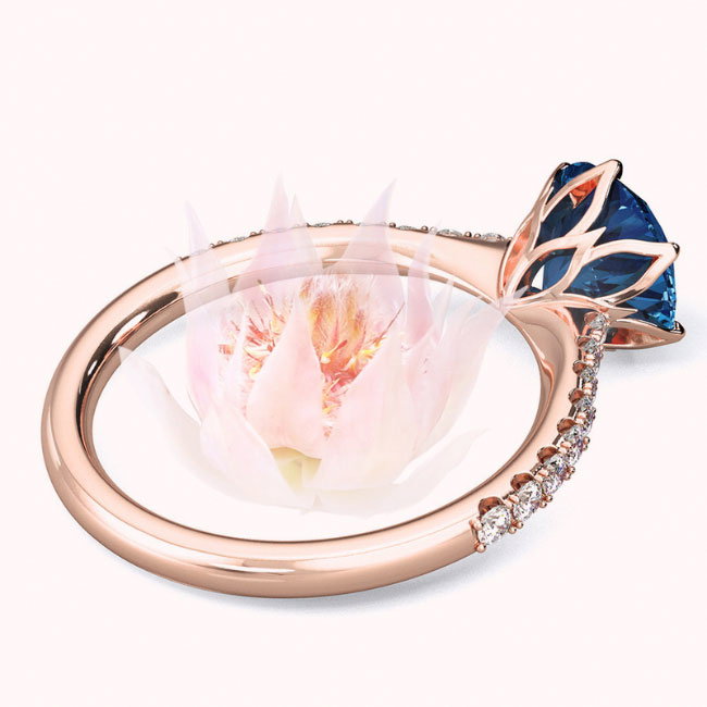 Fynbos Floral Rose Gold Sapphire Engagement Rings