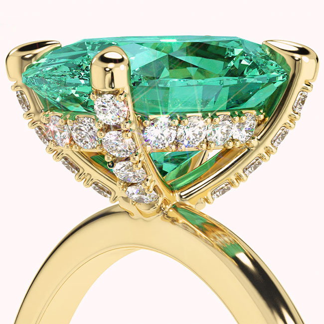 Yellow Gold Hidden Halo Tourmaline Engagement Rings
