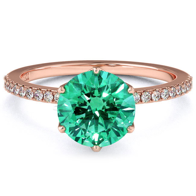 Rose Gold Side Stone Emerald Engagement Rings