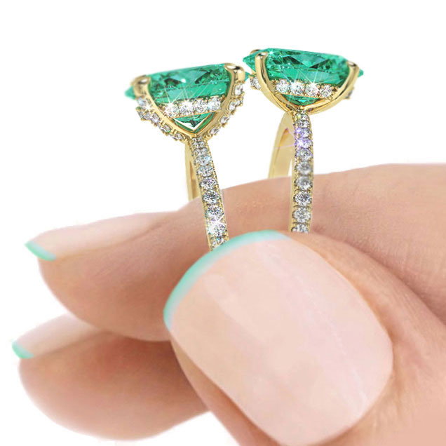 Trending Emerald Yellow Gold Engagement Rings