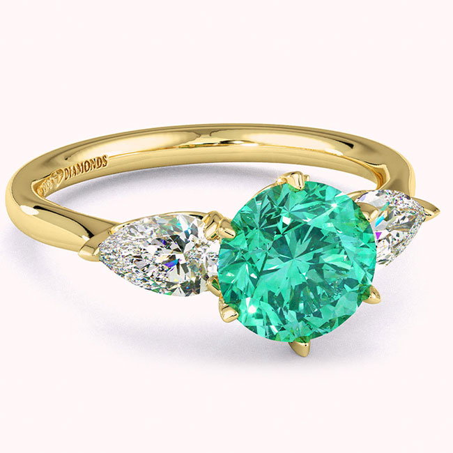 Yellow Gold Trilogy Tourmaline Engagement Rings
