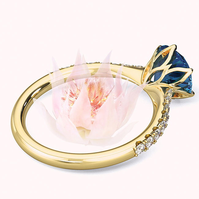 Fynbos Floral Yellow Gold Sapphire Engagement Rings