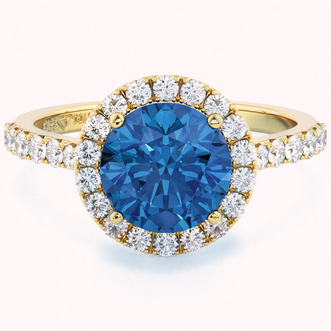 Halo Sapphire Yellow Gold Engagement Rings