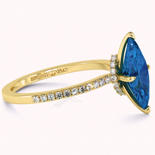 Hidden Halo Yellow Gold Sapphire Engagement Rings