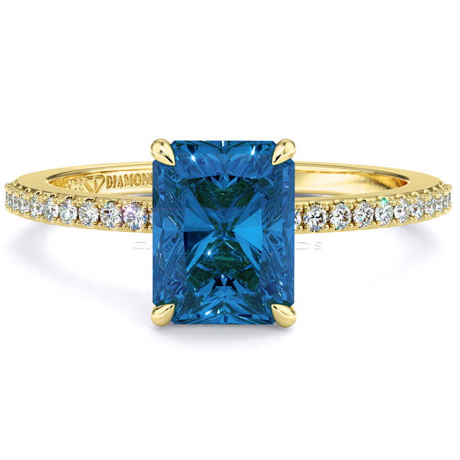 Yellow Gold Side Stone Sapphire Engagement Rings