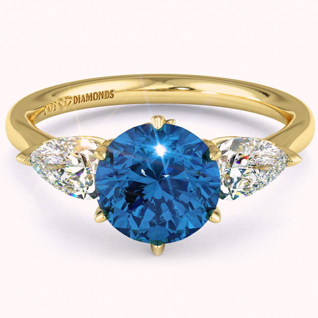 Yellow Gold Trilogy Sapphire Engagement Rings