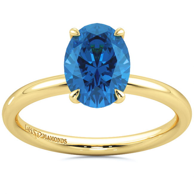 Solitaire Yellow Gold Sapphire Engagement Rings