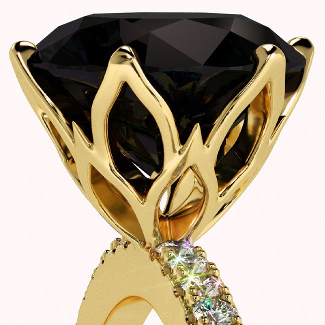 Yellow Gold Black Diamond Engagement Rings