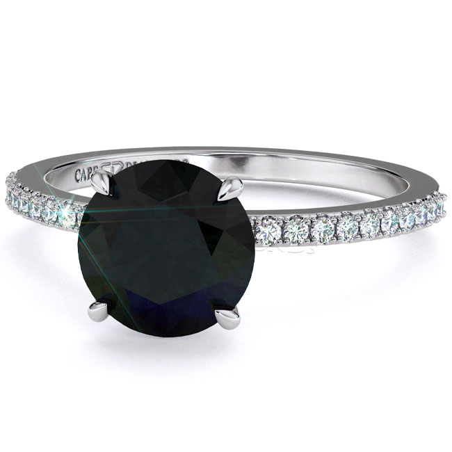Side Stone Black Diamond Engagement Rings