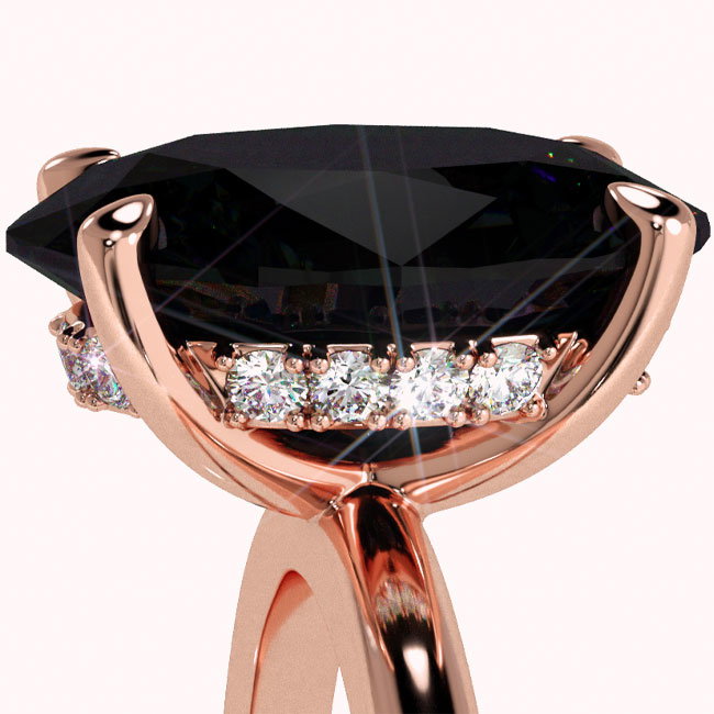 Rose Gold Hidden Halo Black Diamond Engagement Rings