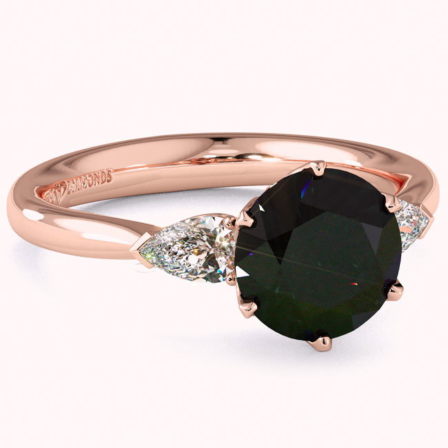 Rose Gold Trilogy Black Diamond Engagement Rings​