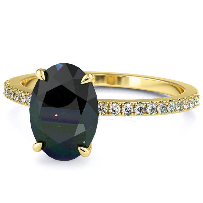 Yellow Gold Black Diamond Engagement Rings