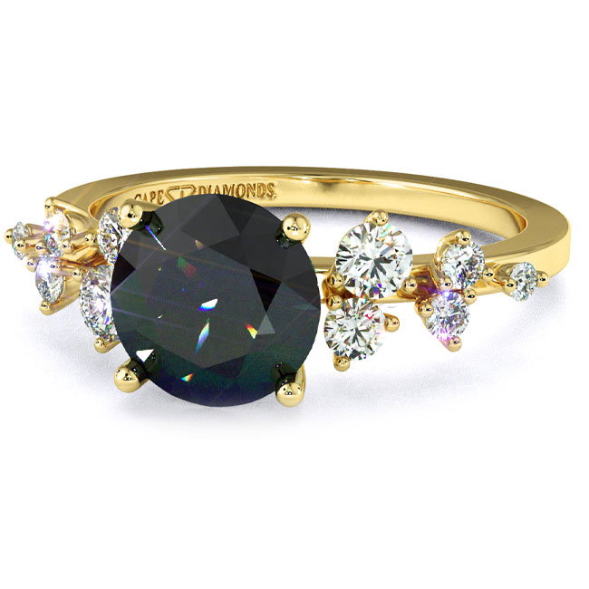 Trending Yellow Gold Black Diamond Engagement Rings