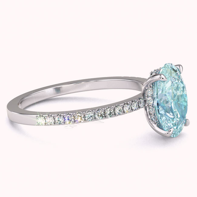 Light Blue Diamond Platinum Engagement Rings