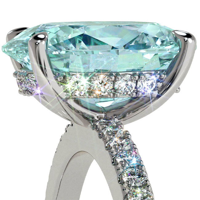 Light Blue Diamond Platinum Engagement Rings
