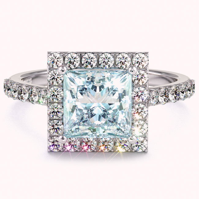 Light Blue Diamond Halo Engagement Rings