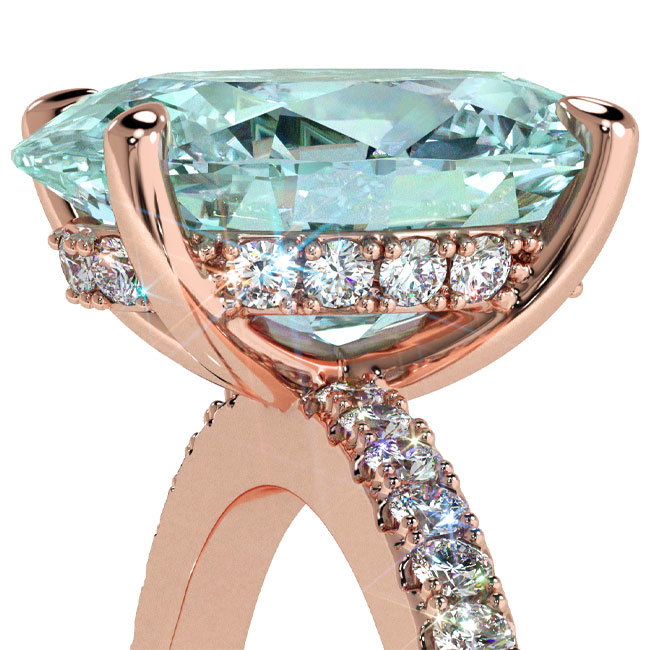 Light Blue Diamond Rose Gold Engagement Rings