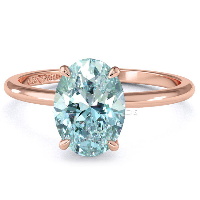 Light Blue Diamond Rose Gold Solitaire Engagement Rings