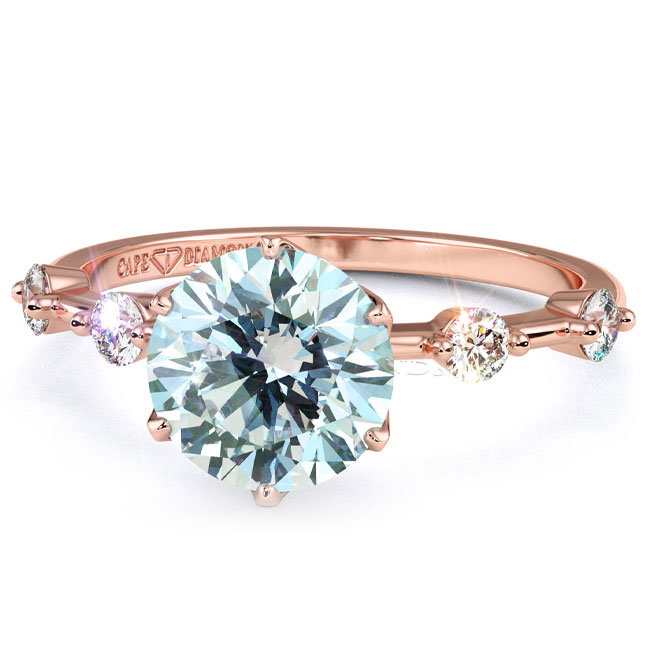 Trending Light Blue Diamond Rose Gold Engagement Rings