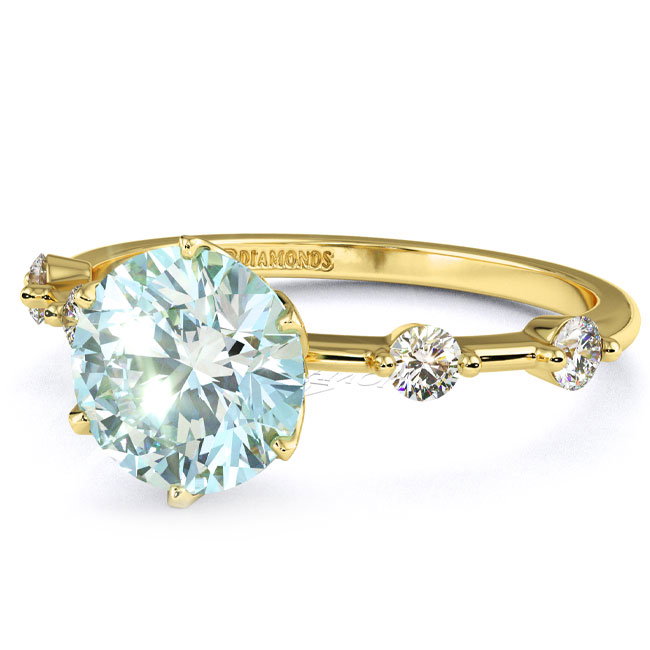 Trending Light Blue Yellow Gold Diamond Engagement Rings