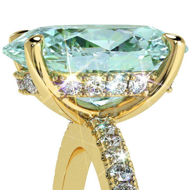 Light Blue Diamond Yellow Gold Engagement Rings