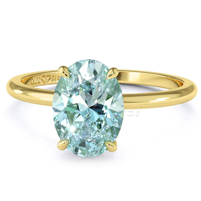 Light Blue Diamond Yellow Gold Solitaire Engagement Rings