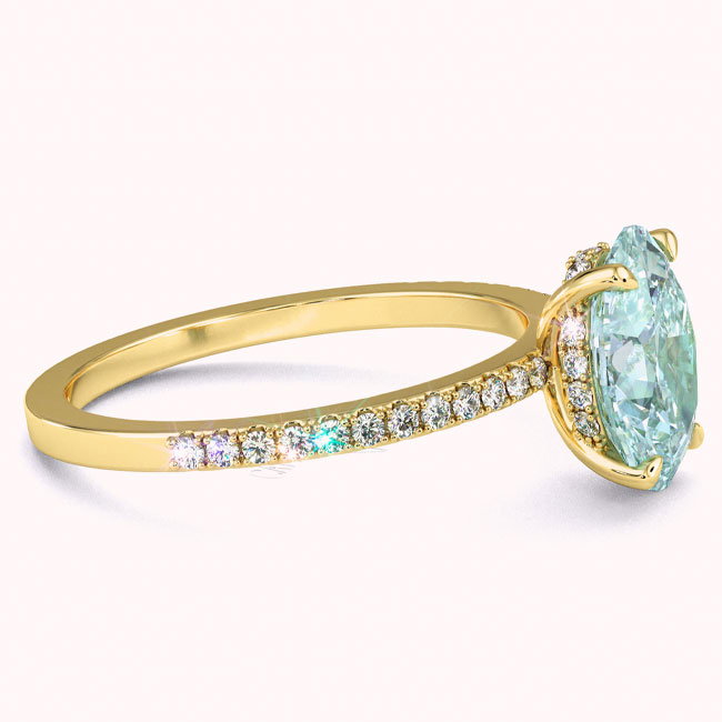 Light Blue Diamond Yellow Gold Engagement Rings