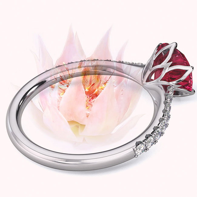 Fynbos Floral Ruby Engagement Rings