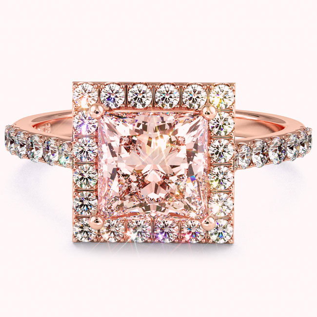 Pink Diamond Rose Gold Halo Engagement Rings