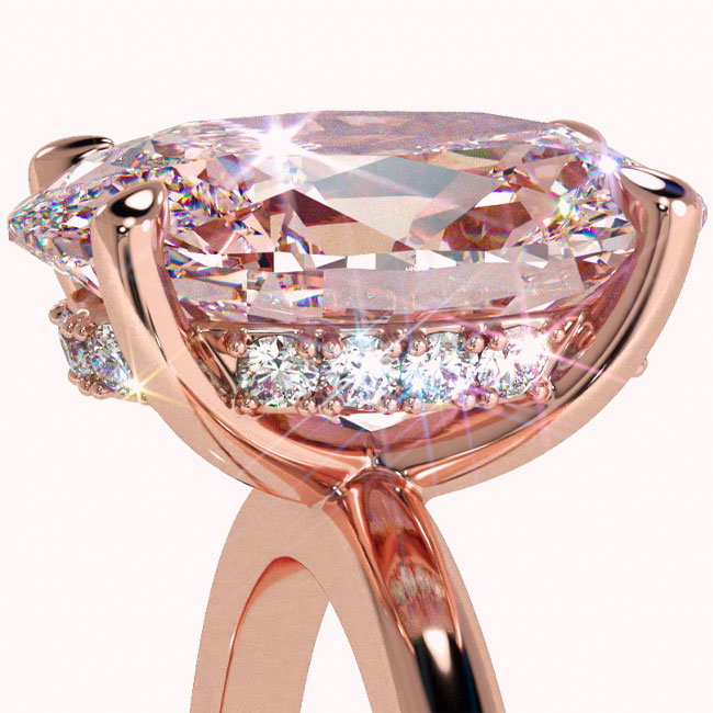 Pink Diamond Rose Gold Hidden Halo Engagement Rings